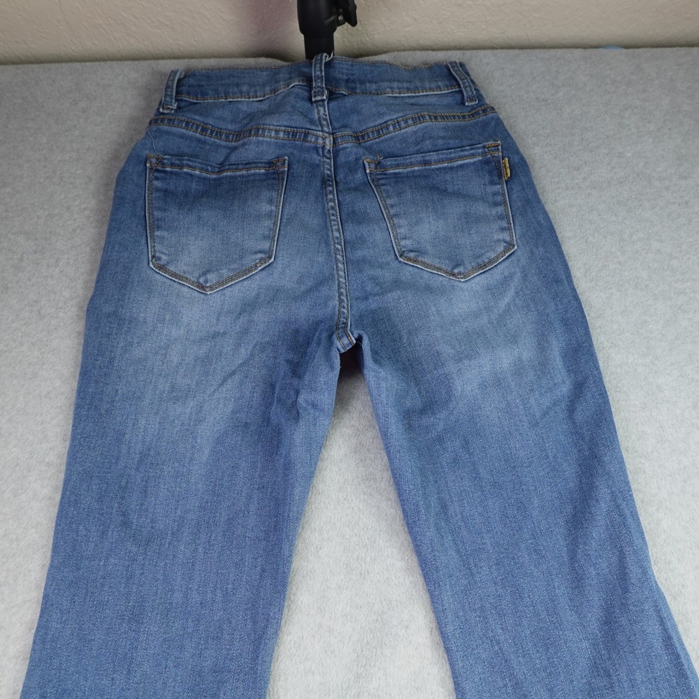 Vibrant MIU Jeans Womens 7 W27 Blue Distressed Flare High‎ Rise Bell Bottom - Picture 4 of 13
